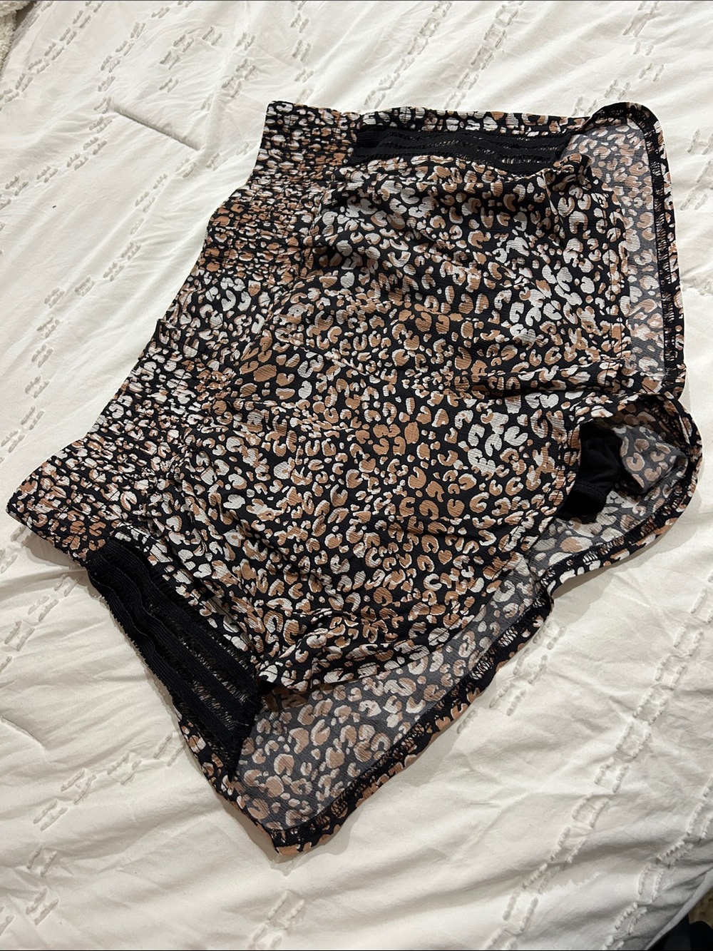 Free People movement High-Waist Leopard Print Athletic Shorts - Black/tan meium - Picture 3 of 11